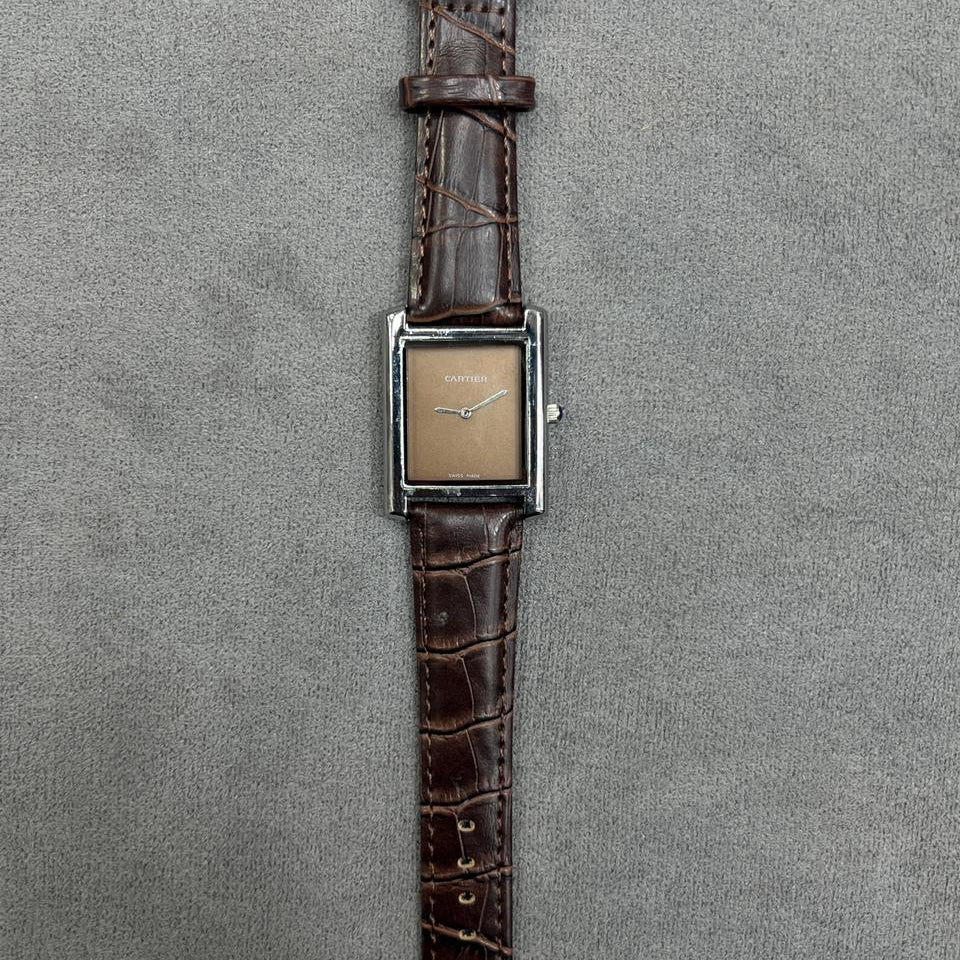 Simple Cartier Tank lather Watch
