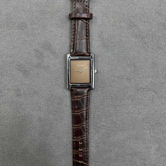 Simple Cartier Tank lather Watch