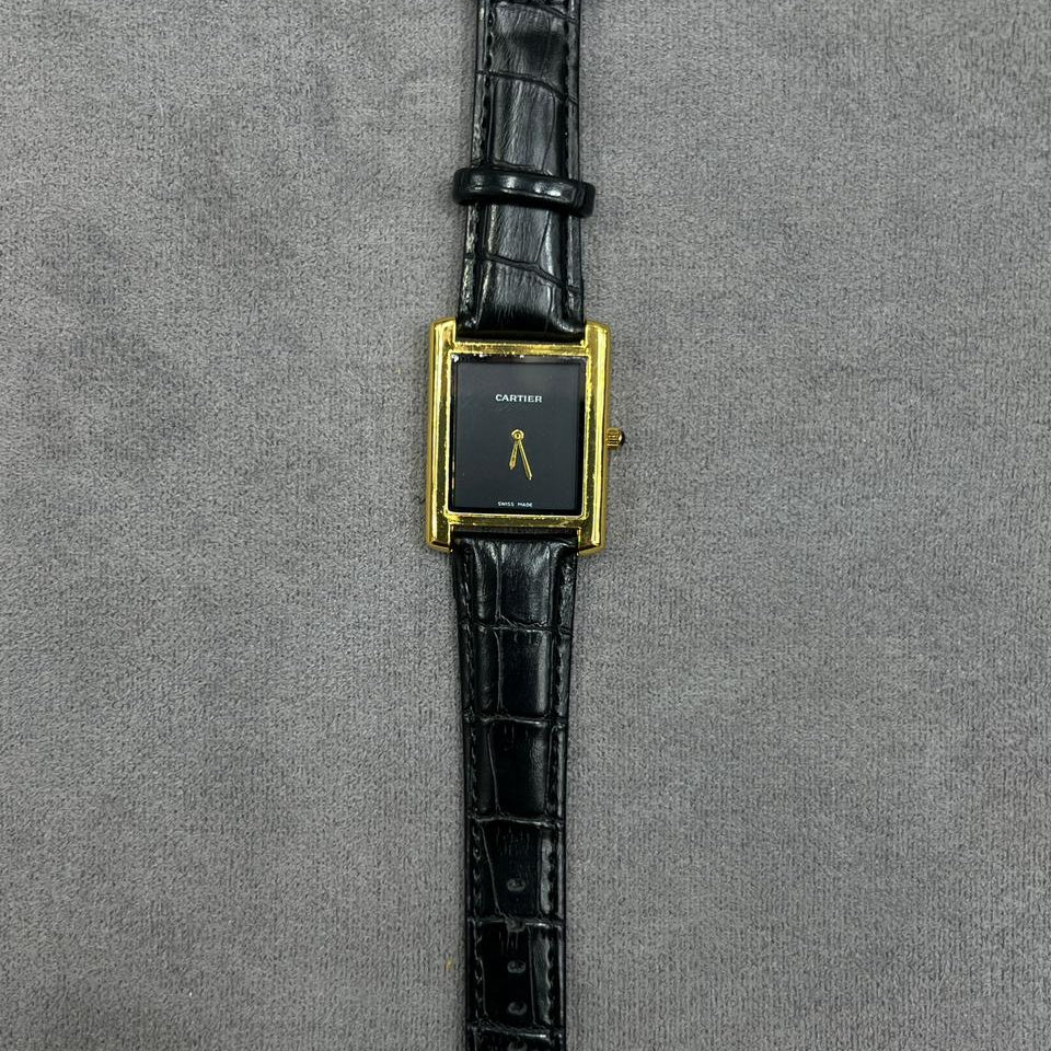 Simple Cartier Tank lather Watch