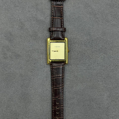 Simple Cartier Tank lather Watch